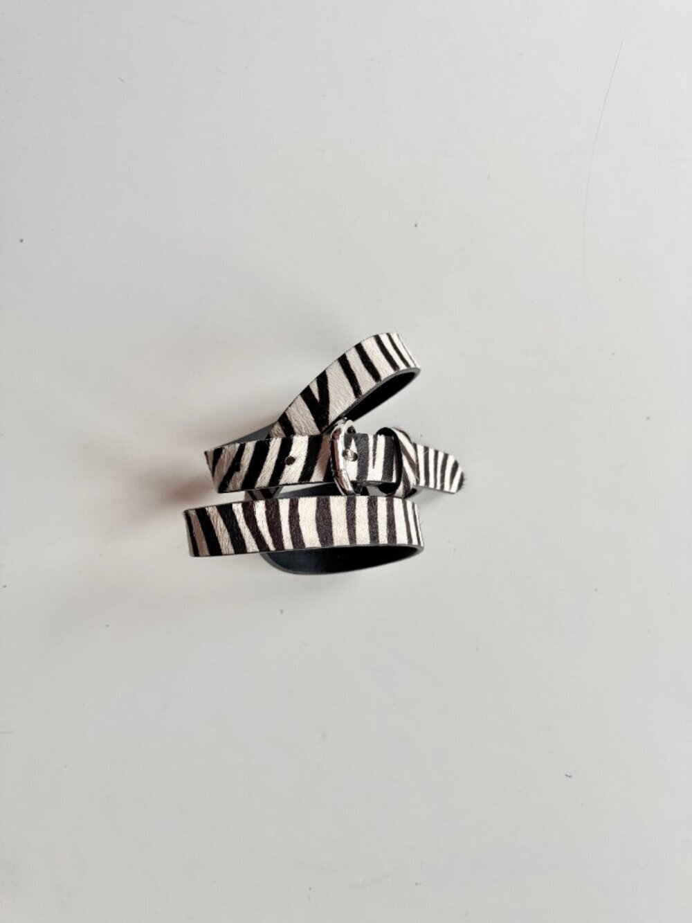 BANANA REPUBLIC Zebra Calf Hair Leather Buckle Skinny Hip Belt, Size S